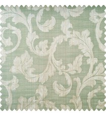 Green brown and beige color traditional floral leaf swirl designs with texture finished horizontal lines polyester main curtain